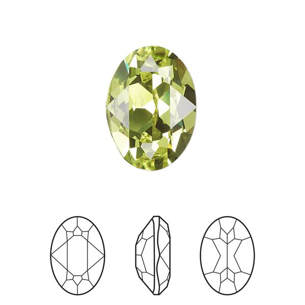 Fancy stone 48pk citrus green foil back, Swarovski® 18x13mm oval 4120 image number 0