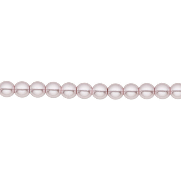 Bead, Czech pearl-coated glass druk, opaque light mauve, 4mm round. Sold per 15-1/2" to 16" strand. image number 0
