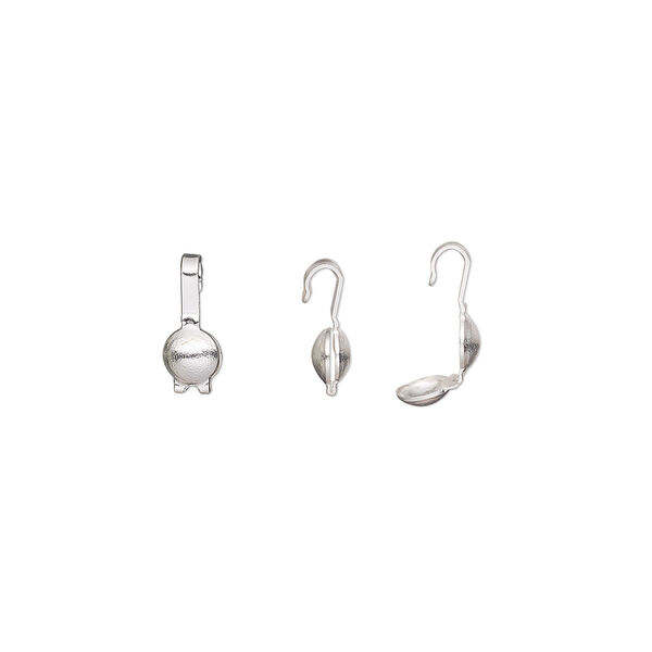 Bead tip, sterling silver-filled, 9.5x4mm bottom clamp-on with 0.024-inch inside diameter. Sold per pkg of 10. image number 0