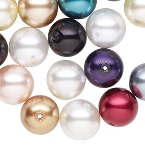 Pearl mix 35pk mixed colors, Celestial Crystal® 12mm round
