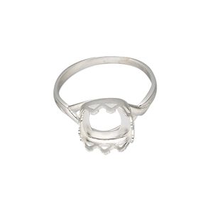 Ring, Almost Instant Jewelry®, sterling silver, 11.5mm wide with triangle edge and 10mm cushion bezel setting, size 9. Sold individually.