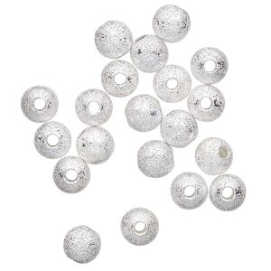 Bead, silver-finished brass, 6mm stardust round. Sold per pkg of 20.