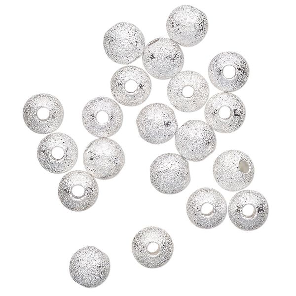 Bead, silver-finished brass, 6mm stardust round. Sold per pkg of 20. image number 0