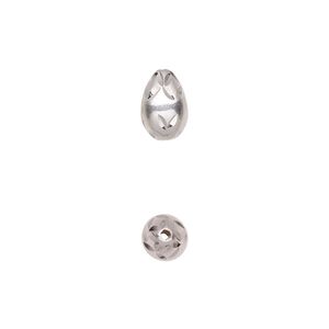 Bead, sterling silver, 9.5x6mm diamond-cut teardrop. Sold individually.