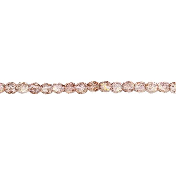 Bead, Czech fire-polished glass, peach and brown, 3mm faceted round. Sold per 15-1/2" to 16" strand. image number 0