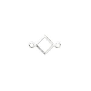 Link, silver-plated brass, 9mm open diamond. Sold per pkg of 20.