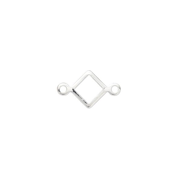 Link, silver-plated brass, 9mm open diamond. Sold per pkg of 20. image number 0