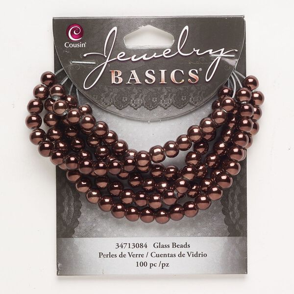 Bead, glass, opaque bronze, 5-6mm round. Sold per pkg of 100. image number 0