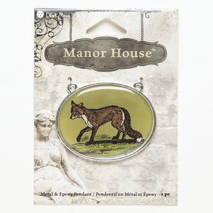 Focal, epoxy and silver-finished "pewter" (zinc-based alloy), 49x39mm oval with fox design. Sold individually.