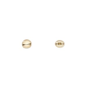 Bead end, Beadalon®, gold-plated "pewter" (zinc-based alloy), 5mm half-drilled round. Sold per pkg of 10.