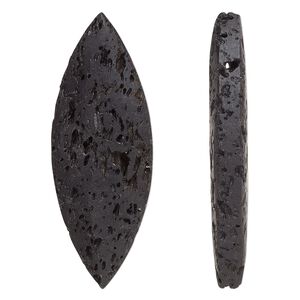 Lava rock 1pkg2, top-drilled marquise focal 50x18.5mm