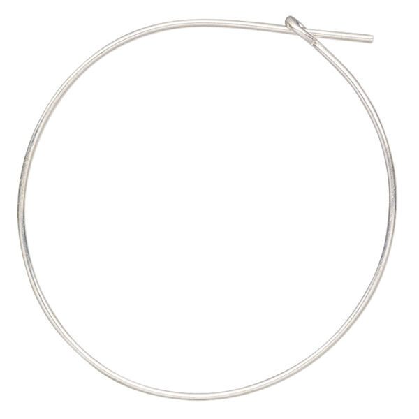 Beading hoop mix, silver-finished "pewter" (zinc-based alloy), 20-32mm round. Sold per pkg of 60. image number 1