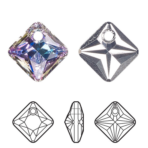 Drop 4pk crystal vitrail light P, Crystal Passions® 9mm pendant princess cut 6431 image number 0