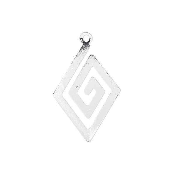 Drop, silver-plated steel, 25x17mm two-sided diamond. Sold per pkg of 4. image number 0