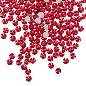 Flat back, Dance With Me™ crystal rhinestone, light Siam, foil back, 3-3.2mm rose, SS12. Sold per pkg of 144 (1 gross).