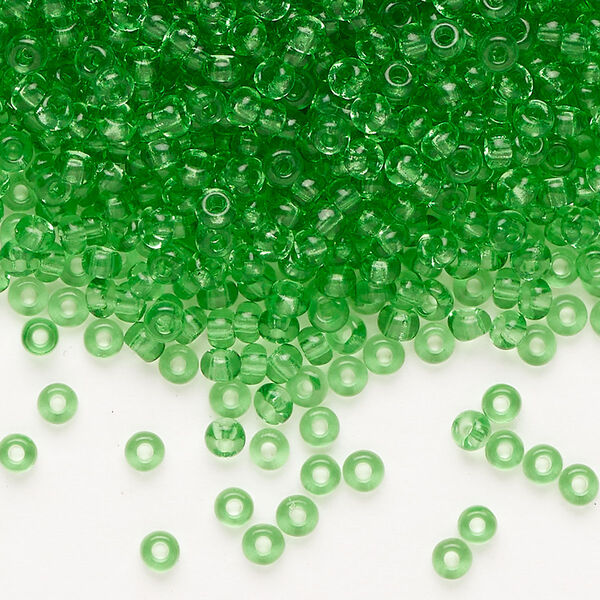 Seed bead, Preciosa Ornela Czech glass, pkg/50g, #8 rocaille, transparent light green, (50100). image number 0