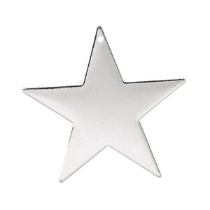 Focal, silver-plated brass, 33x33mm top-drilled star. Sold per pkg of 4.