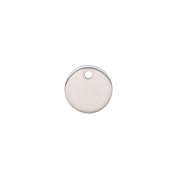 Drop, stainless steel, 10mm double-sided flat round blank. Sold per pkg of 10. image number 0