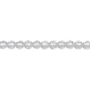 Quartz crystal 1pkg1, partially matte partially faceted round bead natural 8 inch 4mm