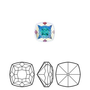 Fancy stone 2pk crystal AB foil back, Crystal Passions® 10mm magical square 4460