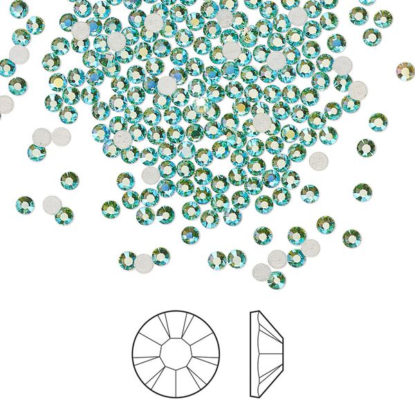 Flat back 1440pk Caribbean Sea AB foil back, Preciosa MAXIMA Czech crystal hotfix rhinestone 1.9-2.1mm chaton rose round SS6 image number 0