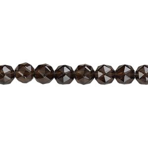 Smoky quartz 1pkg1, rose-cut round bead 8 inch 6mm