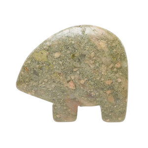 Autumn jasper 1pkg1, half-drilled Zuni-style bear focal natural, 34x20mm-38x30mm