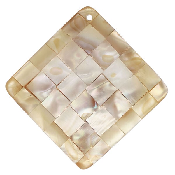 Black lip shell / gold lip shell / mother-of-pearl shell 1pkg1, top-drilled 1sided puffed diamond focal bright yellow 46-47mm image number 0