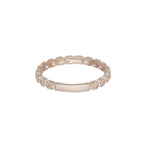 Ring, Create Compliments®, rose gold-plated sterling silver, clear, 1.5mm wide flower, size 9. Sold individually.