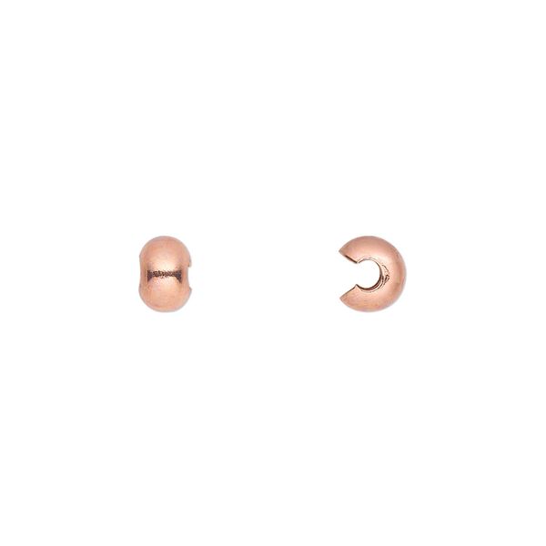Crimp cover, copper-plated copper, 5mm round. Sold per pkg of 100. image number 0