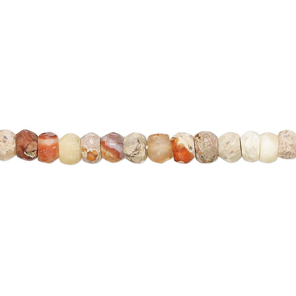 Bead, fire opal (natural), 4x2mm-5x4mm hand-cut faceted rondelle with 0.4-1.4mm hole, D grade, Mohs hardness 5 to 6-1/2. Sold per 10-inch strand. image number 0