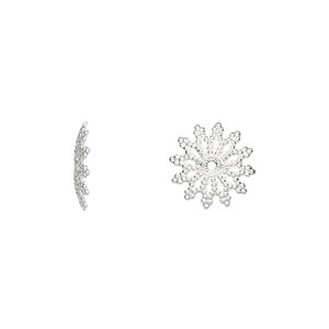 Bead cap, silver-plated brass, 11x2mm flat filigree, fits 12-14mm bead. Sold per pkg of 100.