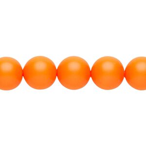 Pearl 25pk neon orange, Crystal Passions® 10mm round 5811