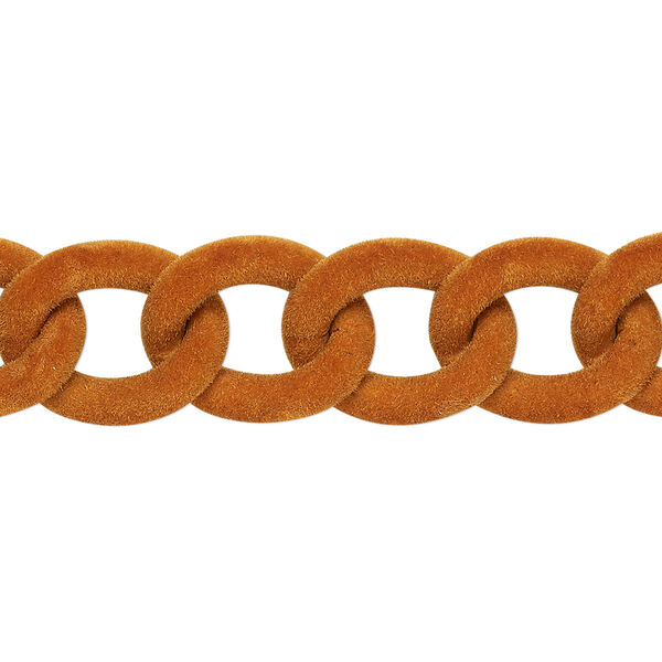 Chain, aluminum, flocked light brown, 13mm curb. Sold per pkg of 24 inches. image number 0