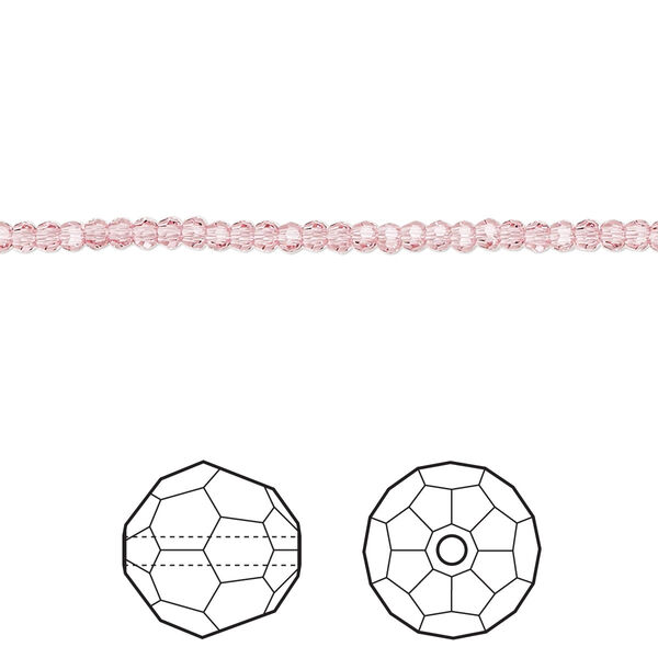 Bead 36pk light rose, Crystal Passions® 2mm round 5000 image number 0