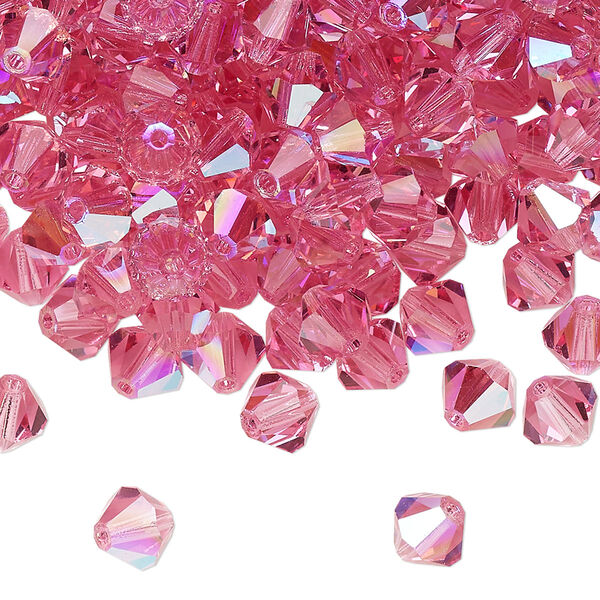 Bead 24pk rose glitter, Preciosa Czech crystal 6mm bicone image number 0