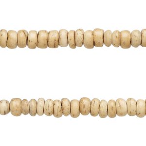 Bead, coconut shell (waxed), 6x2mm-6x4mm hand-cut rondelle. Sold per pkg of (2) 16-inch strands.