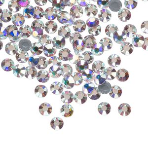 Flat back, Dance With Me™ crystal hotfix rhinestone, crystal AB, foil back, 3.8-4mm rose, SS16. Sold per pkg of 144 (1 gross).