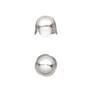 Cord end, silver-plated brass, 10x9mm with 8mm inside diameter. Sold per pkg of 100.