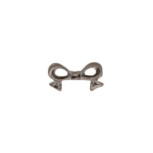 Bead 1pkg4 gunmetal-plated pewter, 16x9mm bow / fits up to 8mm cube