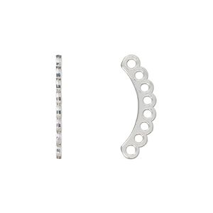 Spacer bar, silver-plated "pewter" (zinc-based alloy), 22x1mm 8-strand curved bar, fits up to 2.5mm bead. Sold per pkg of 10.
