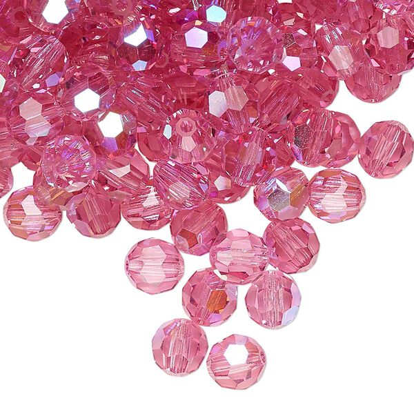 Bead 288pk rose AB, Preciosa Czech crystal 6mm round image number 0