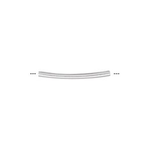 Bead, silver-plated brass, 21x1.5mm curved tube. Sold per pkg of 100.