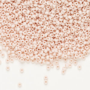 Seed bead, Preciosa Ornela Czech glass, 1pkg500g, 2.0-2.2mm rocaille, opaque matte terra dyed vintage rose chalkwhite (06474)