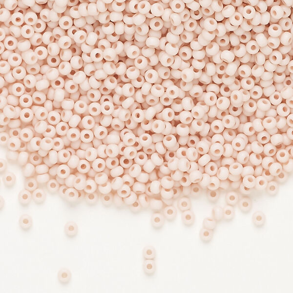 Seed bead, Preciosa Ornela Czech glass, 1pkg500g, 2.0-2.2mm rocaille, opaque matte terra dyed vintage rose chalkwhite (06474) image number 0