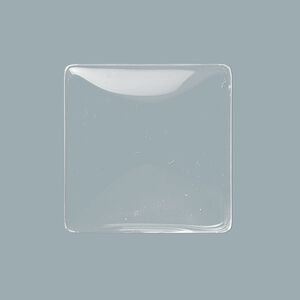 Cabochon, glass, transparent clear, 25x25mm non-calibrated square. Sold per pkg of 10.