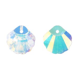 Drop, glass, translucent clear AB, 16mm shell. Sold per pkg of 6.