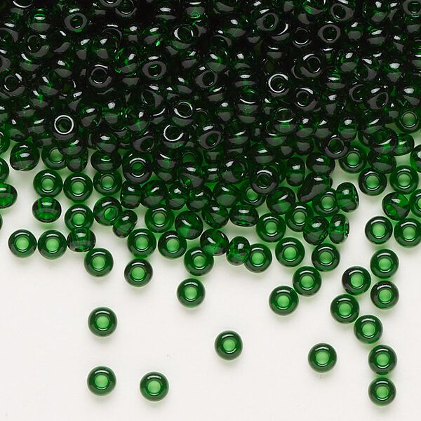 Seed bead, Preciosa Ornela Czech glass, pkg/500g, #8 rocaille, transparent medium green, (50060). image number 0