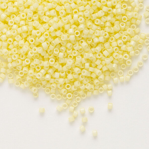 Seed bead, Delica®, glass, pkg/50g, #11 round, Duracoat® opaque outside dyed light lemon ice (DB-2101). image number 0