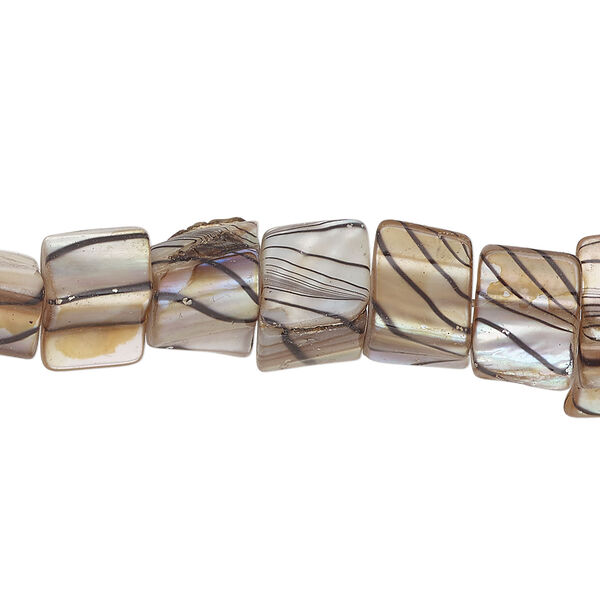 Mother-of-pearl shell 1pkg1, triangle tube bead 15 inch black / tan AB 7x5mm-13x8mm image number 0
